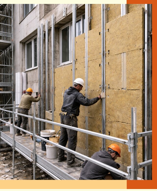 Утепление вентилируемого фасада в Осинниках от 5741 руб/м2 — монтаж и утепление вентфасад | ТепломастерСнн